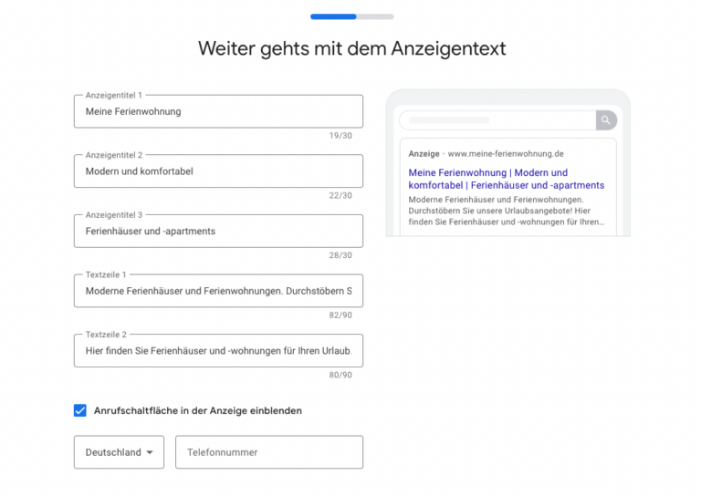 Google Ads Anzeigentext