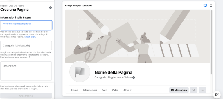 Crea Pagina Facebook Screenshot