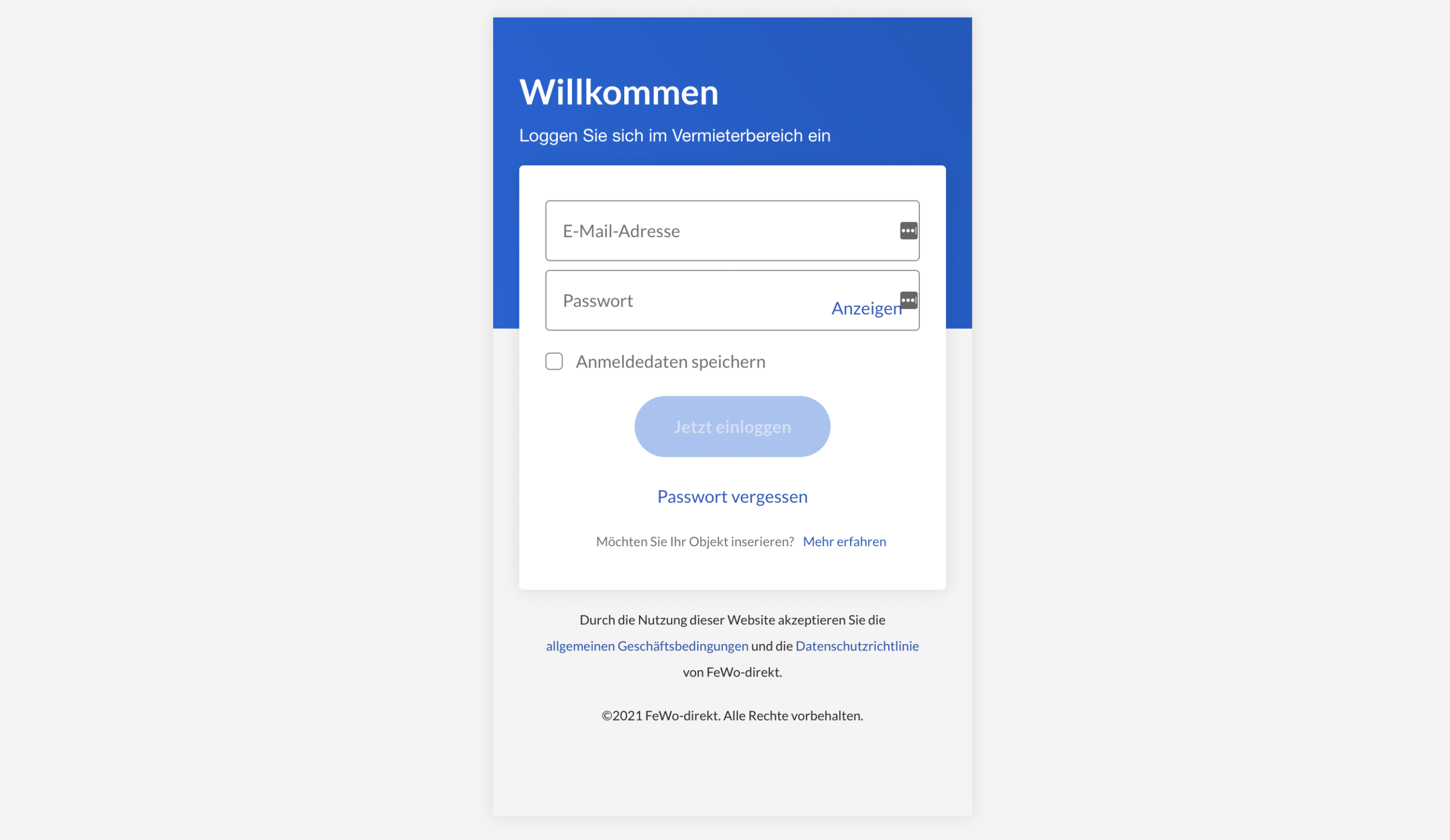 FeWo-direkt Vermieter Login