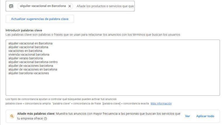 Paso 3: configurar las palabras clave en Google Ads