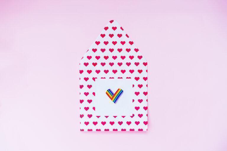 Envelope In The Shape Of House With Lgbtq Heart. Friendly Home L