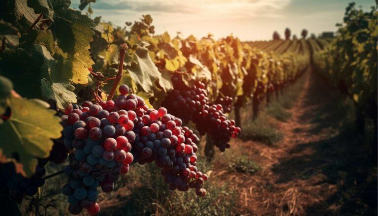 immagine di un vigneto in Toscana con grappoli d'uva dove è possibile fare una degustazione di vini