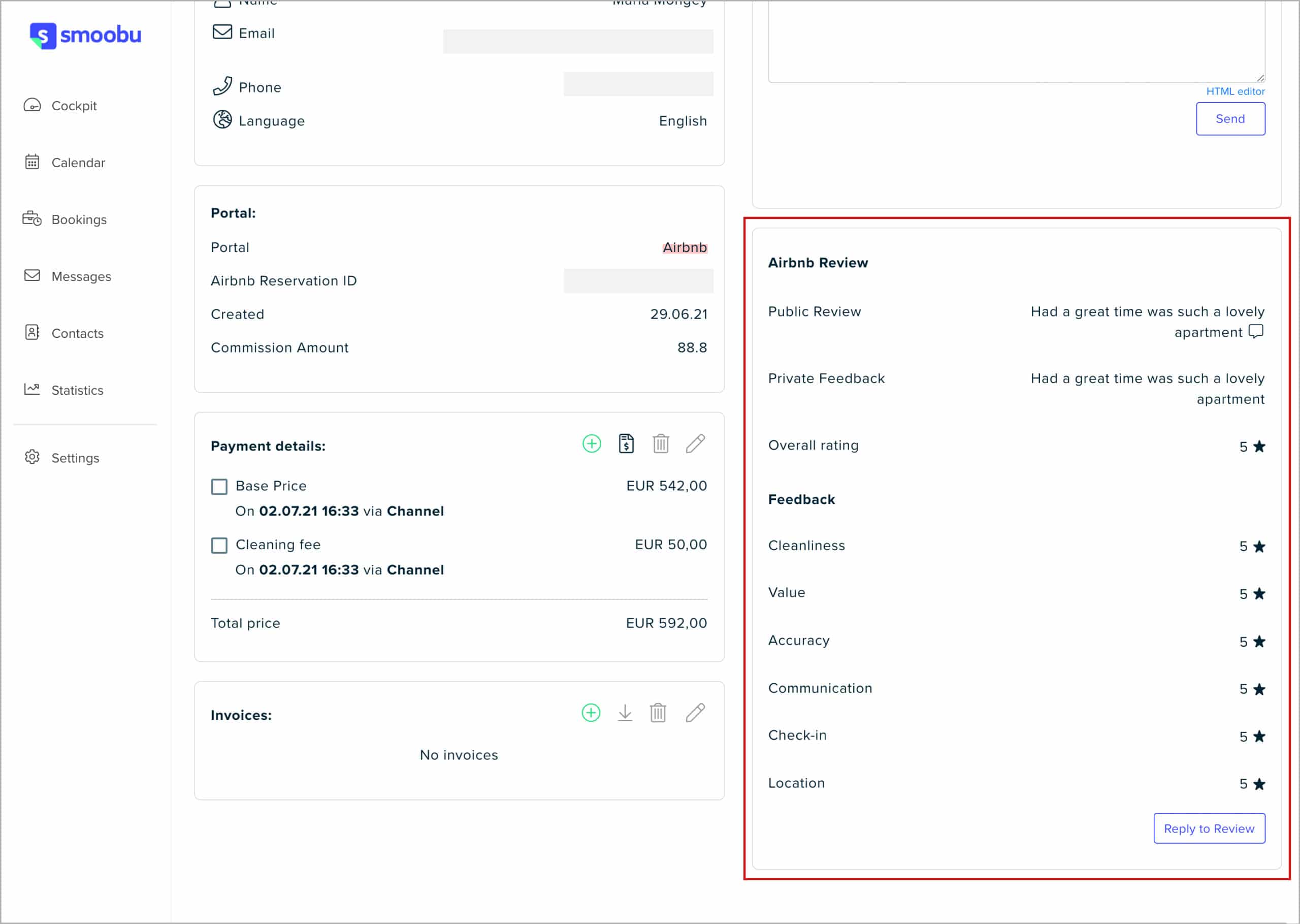 Now you can write, read and reply to your Airbnb Reviews directly on Smoobu Channel Manager
