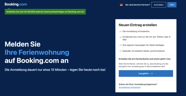 Wie Inseriere Ich Über Booking Com Schritt1